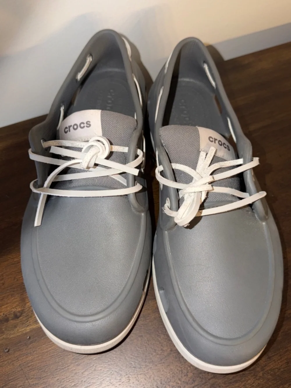 Sperry Crocs Gray/White Boat Shoes Lace-Up Round Toe Men's US 12